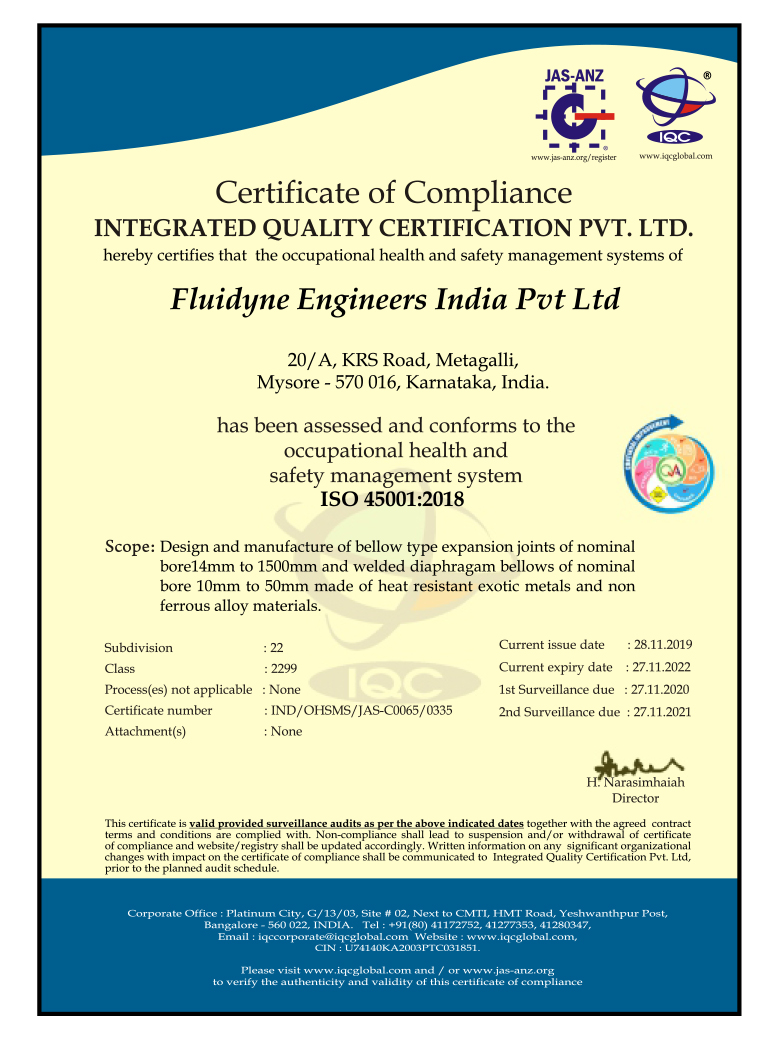 Fluidyne Engineers Expansion Joints Edge Welded Diaphragm Bellow Metal Bellow Titanium